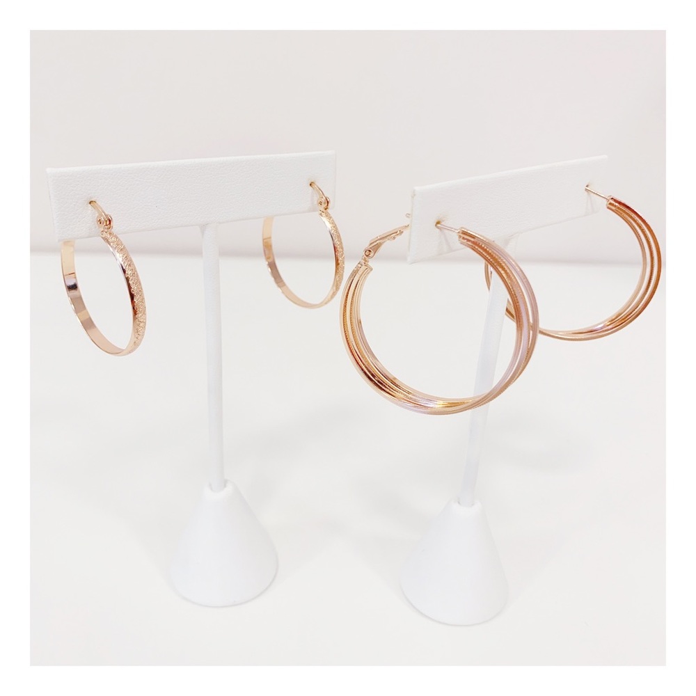 2 Pack Rose Gold Hoop Earrings Bundle